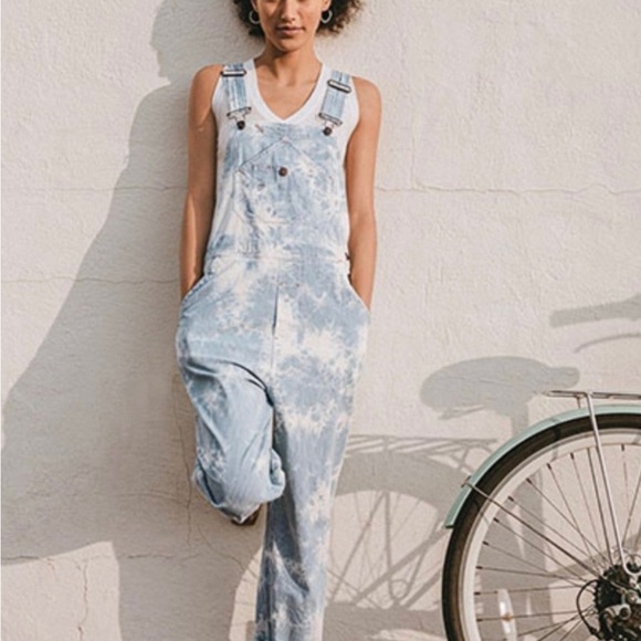 Faherty small overalls organic cotton railroad strip with a tye dye effect - Picture 2 of 11